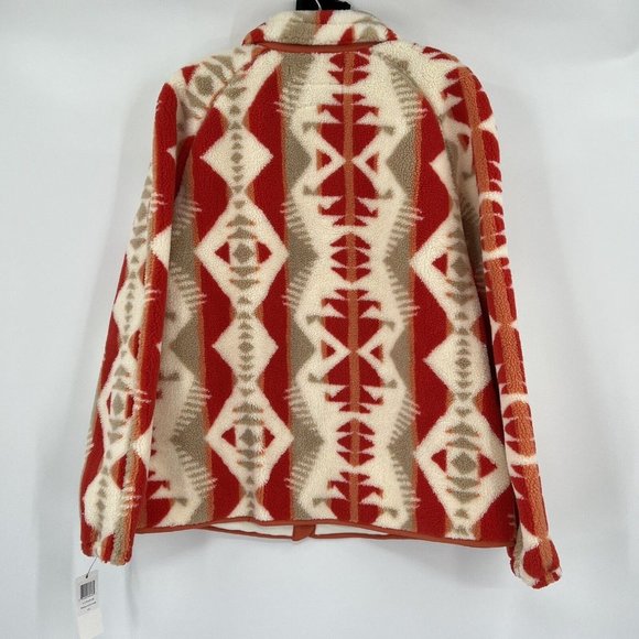 Pendleton Women's Pike Fleece Jacket L Snap Front Orange Mango Los Lunas Tribal - Picture 13 of 13
